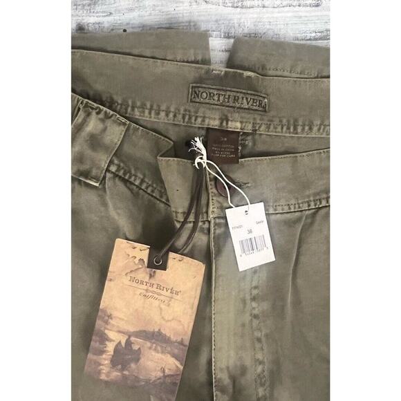 North River Outfitters Cargo Shorts Men's Size 38 Green 8 Inch 100% Cotton - Picture 5 of 11